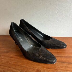 Roberto Capucci Genuine Leather Metallic Motif Heel